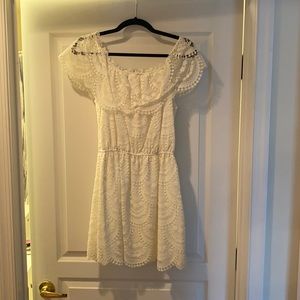 Off the shoulder lace white dress